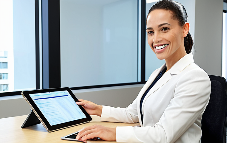 **Image Prompt 1: Modern Administrative Professional** - "A dynamic administrative professional, skillfully managing a digital document archive on a tablet, smiling confidently while collaborating with a client via video conference in a bright, modern office setting. Emphasize efficiency and technological integration."