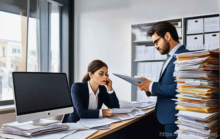 행정사와 세무사의 협업 사례 - **Prompt:** A dynamic scene depicting an Italian small business owner, initially overwhelmed by a ch...