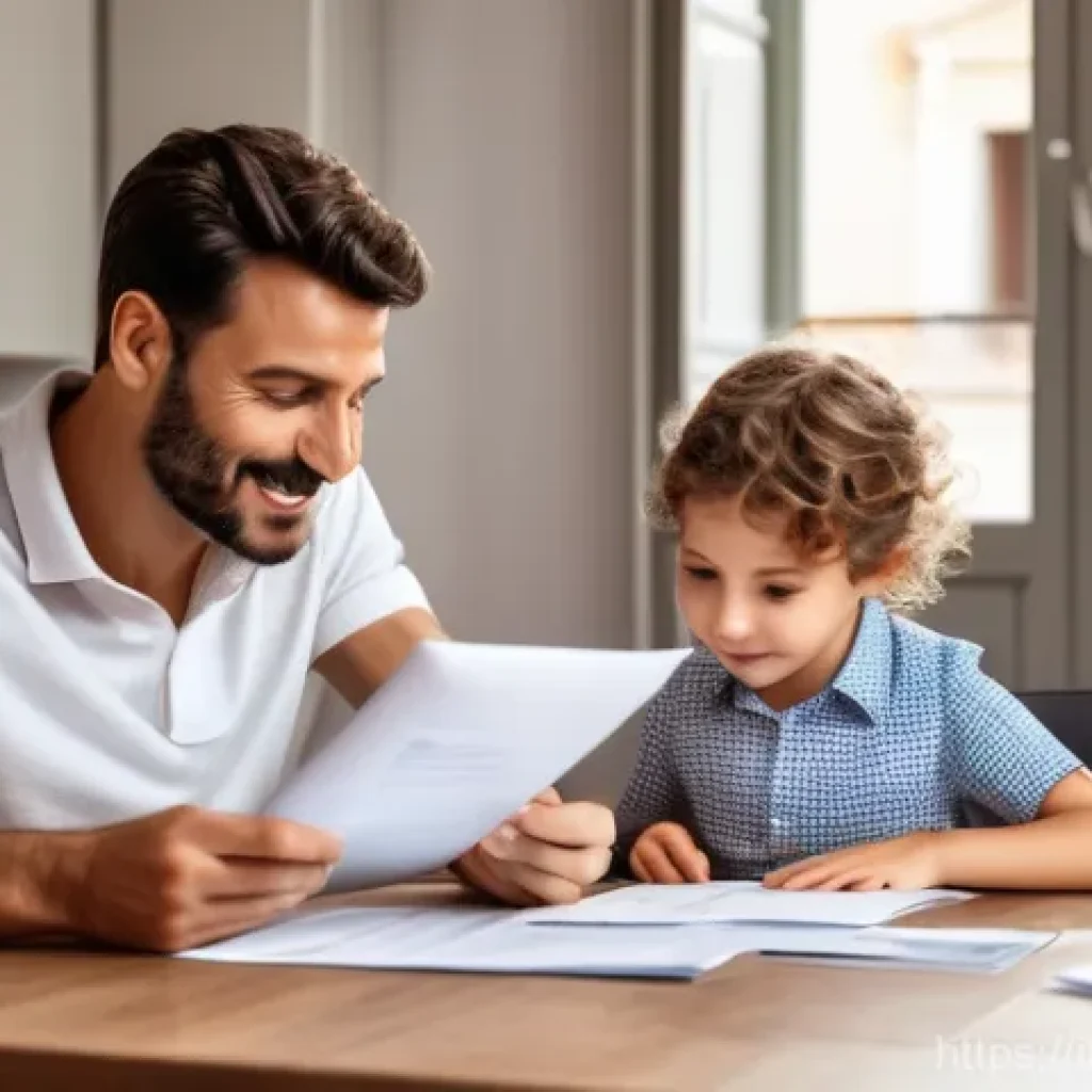 행정사 자격증으로 가능한 다양한 업무 분야 - A bright, realistic image depicting a young Italian family (a mother, a father, and their toddler in...