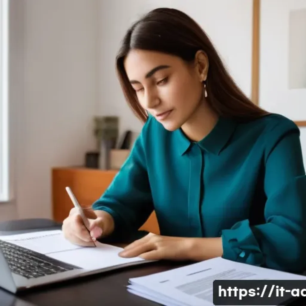 행정사 자격증 취득 후 사업자 등록 절차 - A young Italian professional, male or female, in their late 20s or early 30s, is seated at a clean, ...