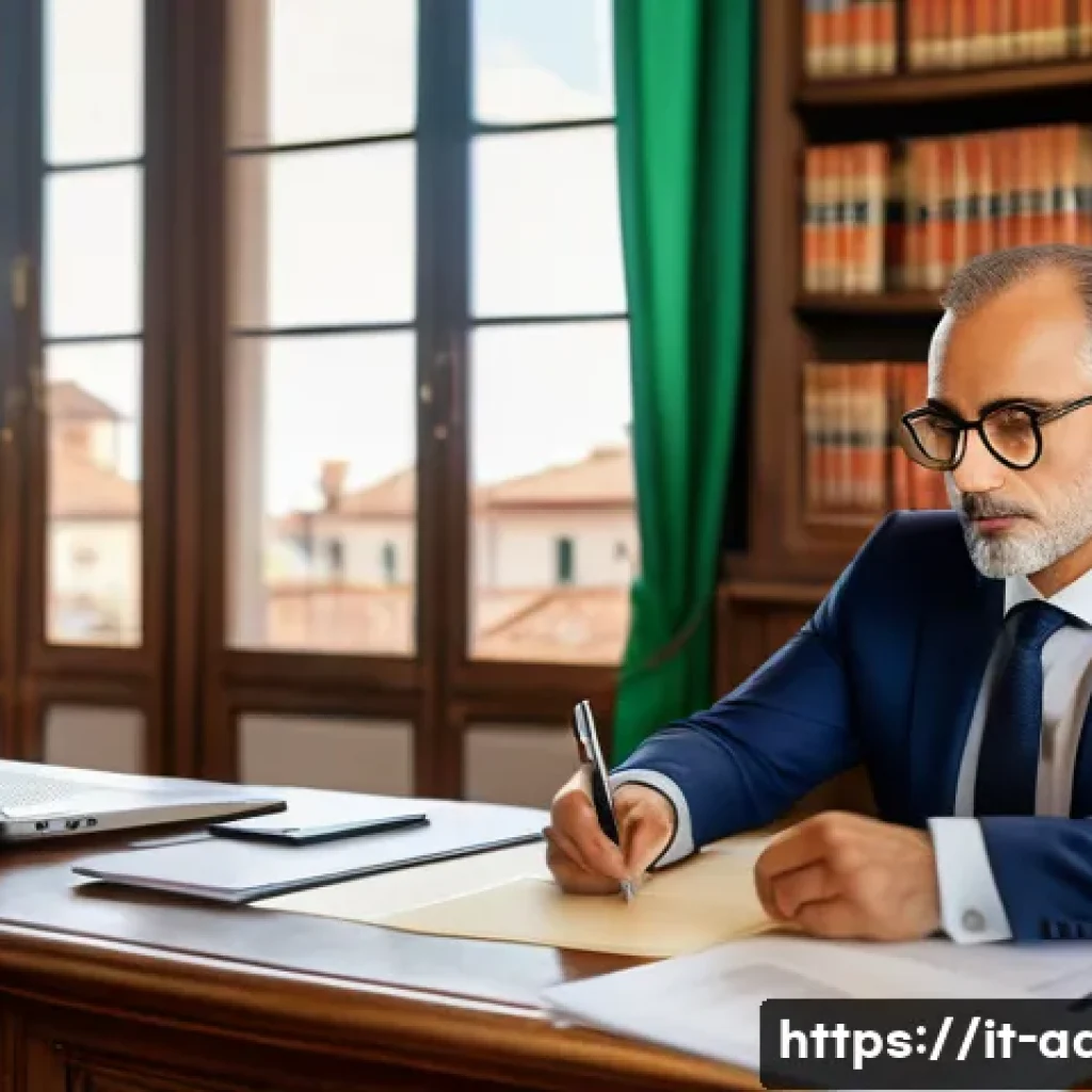 행정사 시험의 응시 자격 조건 - A professional Italian public administrator in a modern municipal office setting, wearing formal bus...