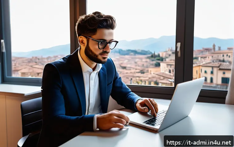 행정사 실무 경험 없이 시작하는 방법 - A modern Italian home office setup focused on online learning: a young adult wearing smart casual cl...