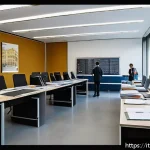 행정사로서 자기 계발을 위한 추천 서적 - A modern public administration office scene in Italy, featuring diverse professionals engaged in stu...