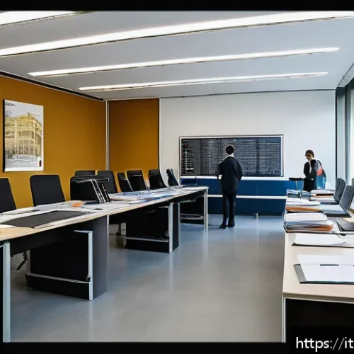 행정사로서 자기 계발을 위한 추천 서적 - A modern public administration office scene in Italy, featuring diverse professionals engaged in stu...